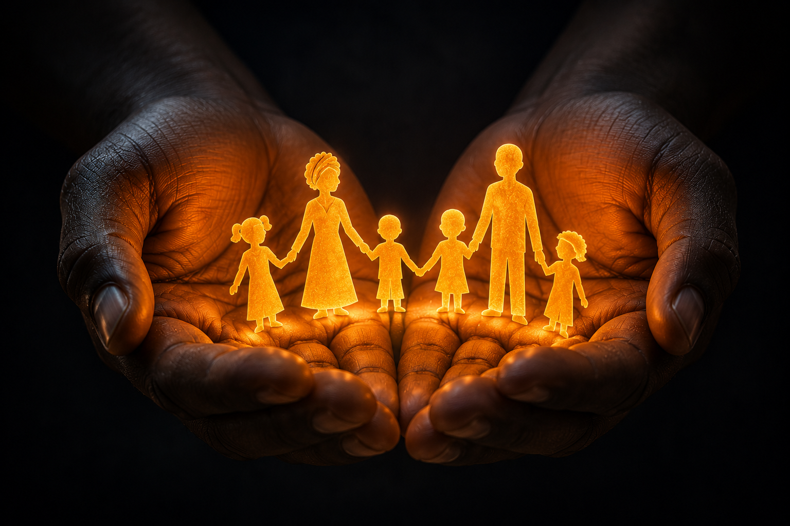 Famille solidaire — parents et enfants autour de la table